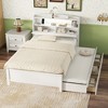 Full Size Wooden Platform Bed with Trundle, Storage Headboard, and Drawers for Bedroom or Apartment - 2 of 4
