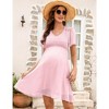 YesFashion Women's Summer Maternity Dress Swiss Polka Dot Short Sleeve V Neck Midi Dress Casual A Line Dress for Babyshower - 4 of 4