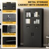 Metal Storage Cabinet, 71" Locking Storage Cabinet with 2 Adjustable Shelves & 2 Drawers for Office, Home, School, Garage, Black - 4 of 4
