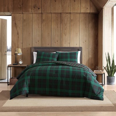 Navy and Green Cotton Twin Reversible Comforter Set
