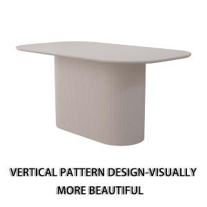 Gulches 63" Cream MDF Dining Table, 4-8 Seater Regular Edge Table with Carved Legs, Thick Elegant Top for Home & Kitchen - 1 of 4