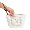 Glamlily Gold Initial N Personalized Makeup Bag for Women, Monogrammed Canvas Cosmetic Pouch (White, 10 x 3 x 6 In) - 2 of 4