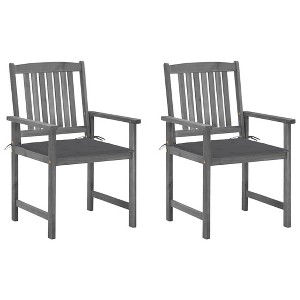 vidaXL Patio Chairs with Cushions 2 pcs Gray Solid Acacia Wood - 1 of 4