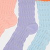 Anna-Kaci Women's Textured Knit Crew Socks with Color Block Cuffs and Toe Accents - 4 of 4