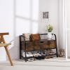 Shoe Storage Bench, Vintage Entryway Storage Bench with Storage Box, Shoe Rack with Hidden Compartment, Shoe Bench Organizer ,Rustic Brown - 4 of 4