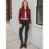 Allegra K Women's Turn Down Frayed Button Down Washed Cropped Denim Jacket - 3 of 4