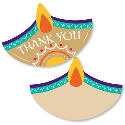 Big Dot of Happiness Happy Diwali - Shaped Thank You Cards - Festival of Lights Party Thank You Note Cards with Envelopes - Set of 12
