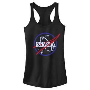 Juniors Womens NASA Neon Sign Classic Logo Racerback Tank Top - 1 of 4