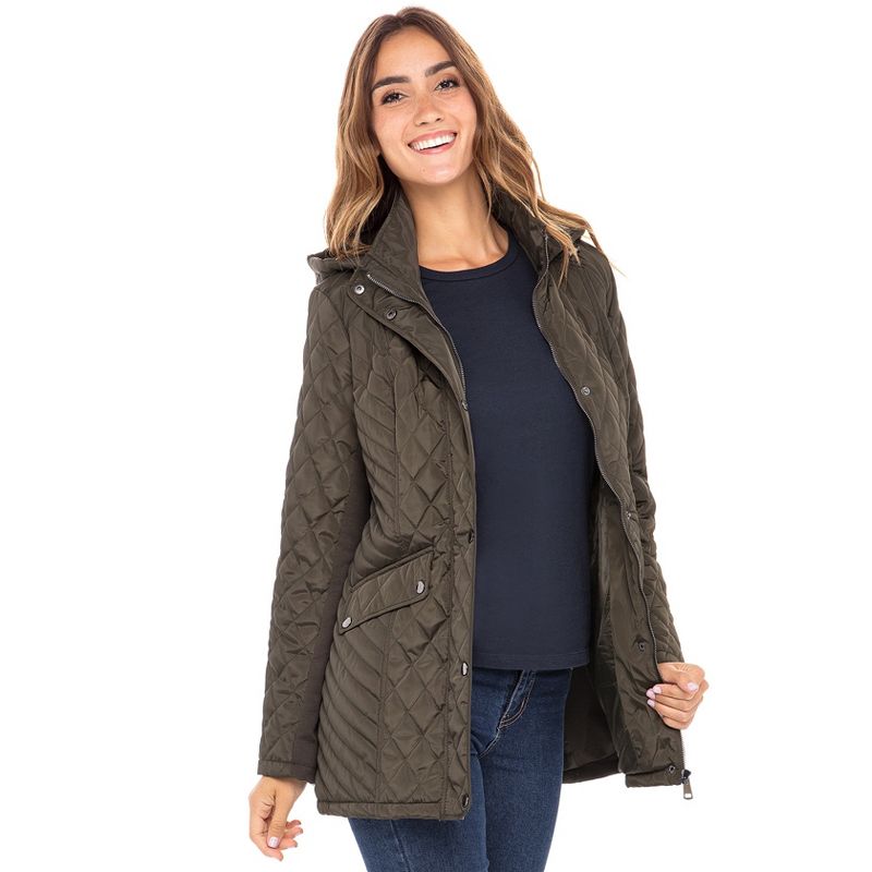 Sebby Collection Women's Quilted Jacket with Detachable Hood , 2 of 8