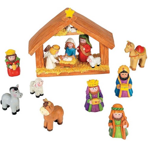 Fun Express Mini Christmas Nativity Set Stable With Jesus Mary Joseph ...