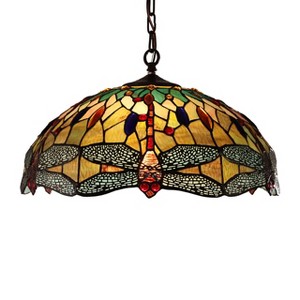 Chloe Lighting Empress Tiffany-Style Blackish Bronze 3 Light Hanging Pendant 18" Wide - 1 of 4