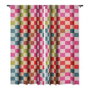 Camilla Foss Gingham Multicolors Set of 2 Panel Blackout Window Curtain - Deny Designs