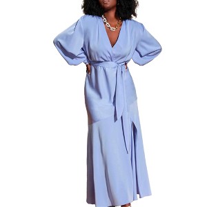 ELOQUII Women's Plus Size Satin Maxi Dress - 1 of 4