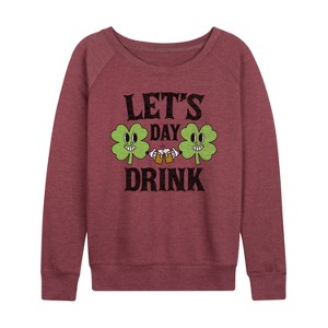 Women's - Instant Message - Lets Day Drink Lightweight French Terry Wide Neck Long Sleeve Graphic Shirt - 1 of 4