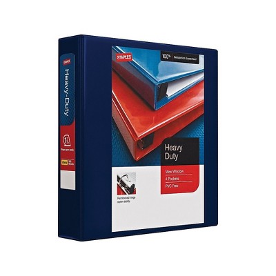 1-1/2" Staples Heavy-Duty View Binder with D-Rings Navy 976096