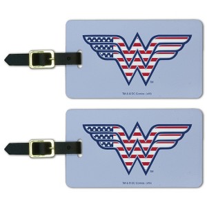 Wonder Woman Usa American Flag Logo Luggage ID Tags Set of 2 - 1 of 4