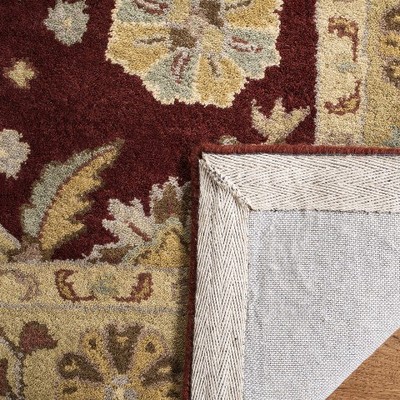 Elegant Heritage Red and Gold Hand-Tufted Wool Area Rug - 2' x 3'