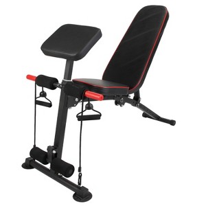 iMountek   "Adjustable Weight Bench with Preacher Curl Pad, Leg Extension & Resistance Bands for Full Body Home Gym" Black - 1 of 4