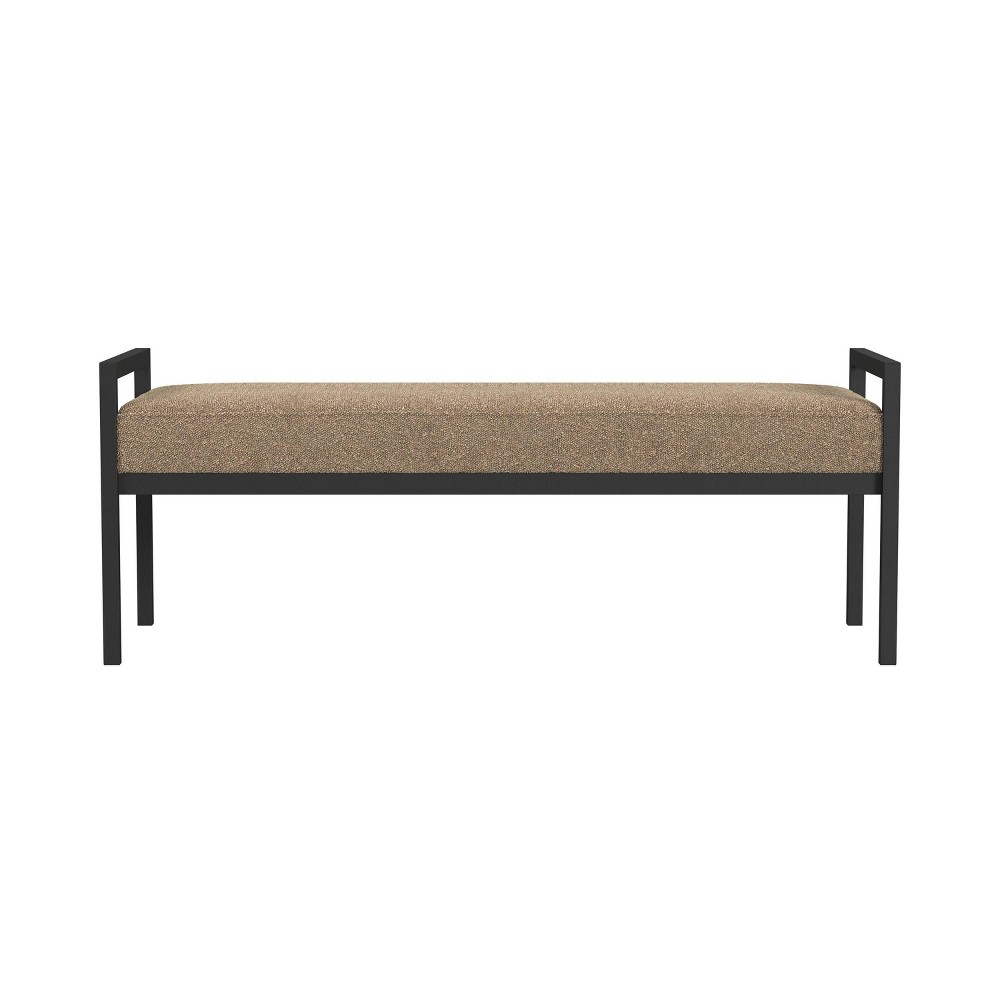 Photos - Other Furniture Modern Metal Faux Shearling Bench Brown - HomePop