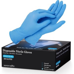 SereneLife 100 Pcs. Soft Industrial Gloves - Extra Large Nitrile & Vinyl Powder-Free Disposable Gloves - 1 of 4