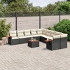 vidaXL 11 Piece Patio Sofa Set with Cushions Black Poly Rattan - Black and Cream With Table - 2 of 4