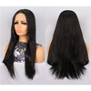 Unique Bargains Women's Heat Resistant Long Straight Hair Synthetic Fibre Lace Front Wigs Black 26" - 3 of 4