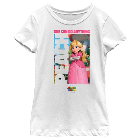 Girl's The Super Mario Bros. Movie Peach She Can Do Anything Poster T-shirt  : Target