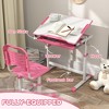 Yinvani Kids Desk and Chairs Set, Height Adjustable Children School Study Desk with Tilt Desktop, Storage Drawer, Pen Slot, Hook, Pink - 4 of 4