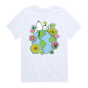Boys' - Peanuts - Snoopy Woodstock Earth Stickers Short Sleeve Graphic T-Shirt - 1 of 4