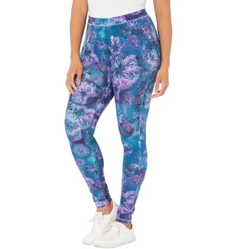 Catherines Women s Plus Size Petite Knit Legging 5xwp Floral Print Target