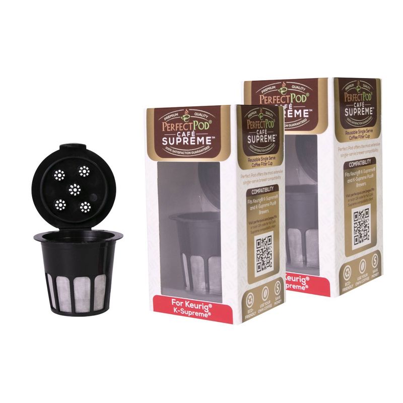 Perfect Pod Caf&#233; Supreme 5 Stream Reusable Single-Serve Coffee Filter Cup - 2pk, 1 of 8