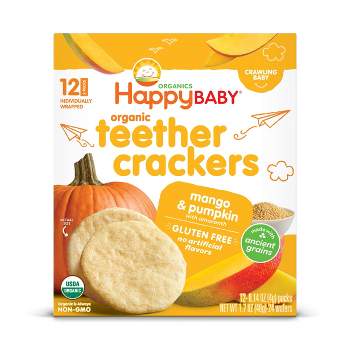 HappyBaby Mango & Pumpkin Organic Teether Crackers - 12ct/1.68oz