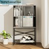 Bestier Rustic Industrial Buffet Cabinet with Adjustable Shelves & Sliding Mesh Doors, Retro Grey Oak-Light - 3 of 4