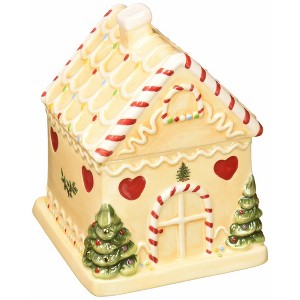 Spode Christmas Tree Gingerbread House Candy Jar - 7-Inch Christmas Cookie Jar in Fine Earthenware - Decorative Candy Storage Jar with Lid - 1 of 4