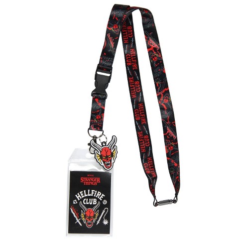Stranger Things Hellfire Club ID Badge Holder Lanyard w/ 2 Rubber Pendant  Black