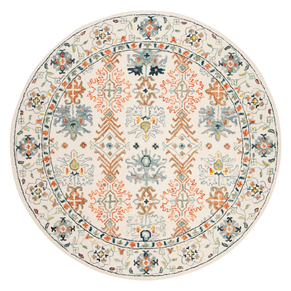 7' Medallion Tufted Round Area Rug Ivory/Blue - Safavieh