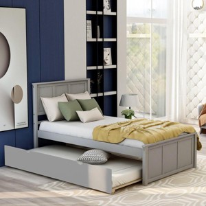 Streamdale Platform Bed with Twin Size Trundle, Twin Size Frame, Gray - 1 of 4