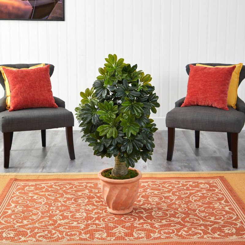 Nearly Natural 39-in Schefflera Artificial Tree in Terra-Cotta Planter (Real Touch), 3 of 5