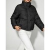 Women Stand Collar Zip Up Cropped Puffer Jacket Long Sleeve Winter Warm ...
