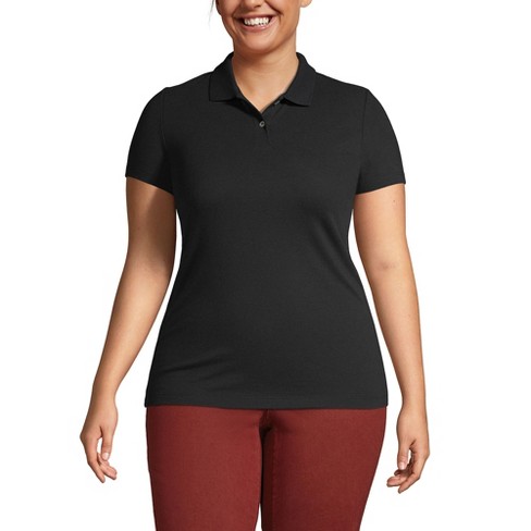 Lands End School Uniform Women s Plus Size Short Sleeve Basic Mesh Polo Shirt 4 Plus Black Target