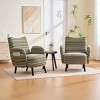Set of 2 Boucle Accent Chairs with Wooden Legs and Side Storage Pockets, Modern Armchairs for Living Room, Bedroom or Office-Koiai - 2 of 4