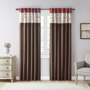 PAGED 84"x50" Floral Embroidered Curtain Panel,Blackout Curtains for Bedroom,Window Curtains with Rod Pocket and Back Tab for Living Room - 1 of 4