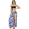 LA LEELA Women's Long Holiday Beachwear Bathing Suit Pareos Sarong Wraps Swimwear Cover up Wrap One Size Blue, Floral - 4 of 4