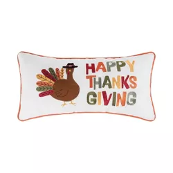 C&F Home 12" x 24" Happy Thanksgiving Turkey Embroidered Fall Throw Pillow
