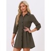 INSPIRE CHIC Women's 3/4 Sleeve Button Front Solid Color Flare Mini Shirt Dress - 2 of 4