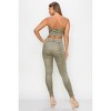 Slickblue Snake Print Crop Top & Leggings, Tie Front & High Waist, 2 Piece Set, Casual, Mocha/Sage, Size S-L - 4 of 4