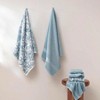 6 - Piece Cotton Towel Set - Reversible Jacquard, Sky Blue Bath 27"x54" Hand 16"x28" Washcloths 13"x13" - 4 of 4