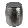 happimess Merida Modern Rustic Hammered Metal Drum Storage Side Table with Lid - 3 of 4