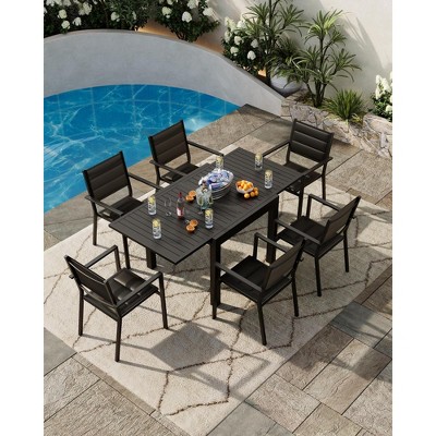 4-Piece Outdoor Dining Chairs Set, Durable Textile Backrest & Heavy Duty Metal Frame