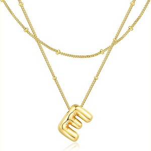 Bubble Initial Necklace 14K Gold Plated Personalized Letter A-Z Jewelry - 1 of 4